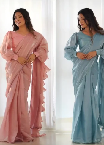 Jimmy Choo Organza Ready to Wear Designer Ruffle Saree