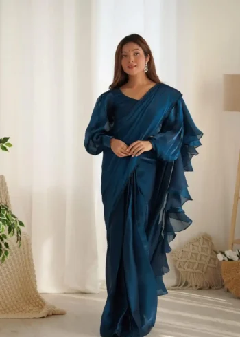 Jimmy Choo Organza Ready to Wear Designer Ruffle Saree