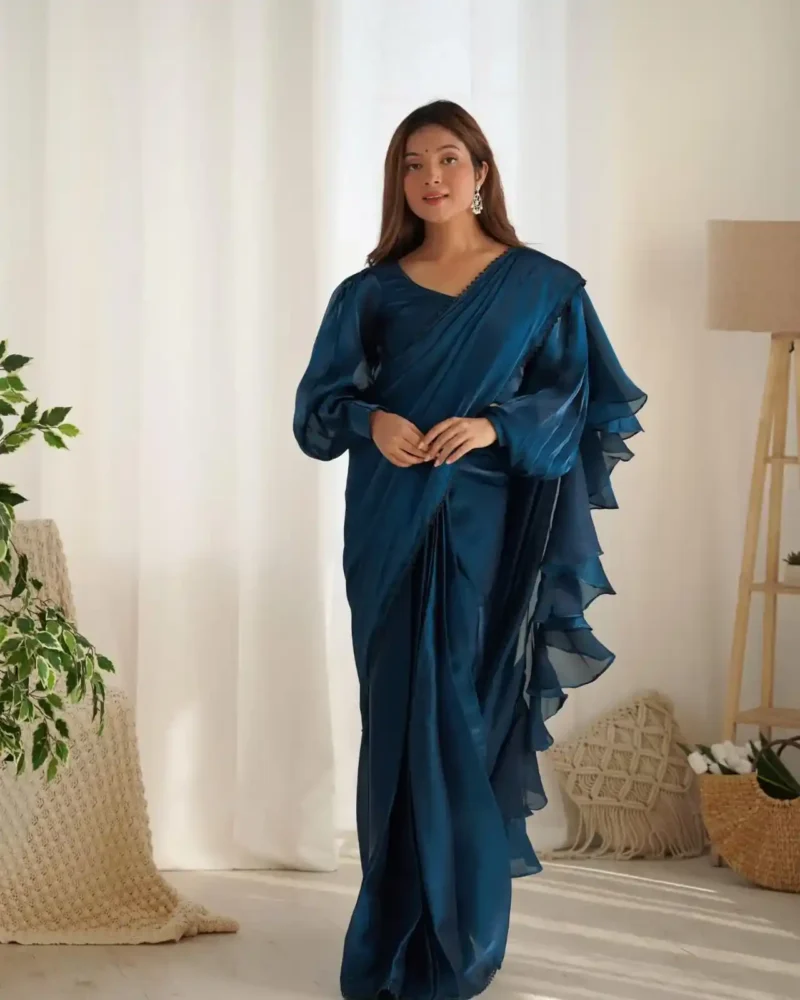Jimmy Choo Organza Ready to Wear Designer Ruffle Saree