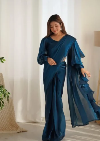 Jimmy Choo Organza Ready to Wear Designer Ruffle Saree