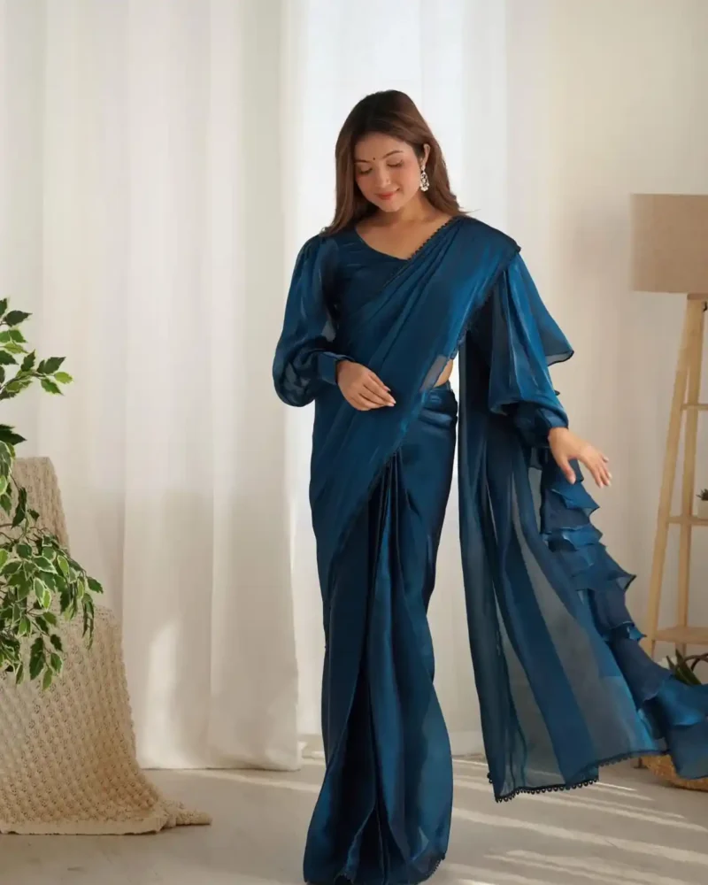 Jimmy Choo Organza Ready to Wear Designer Ruffle Saree
