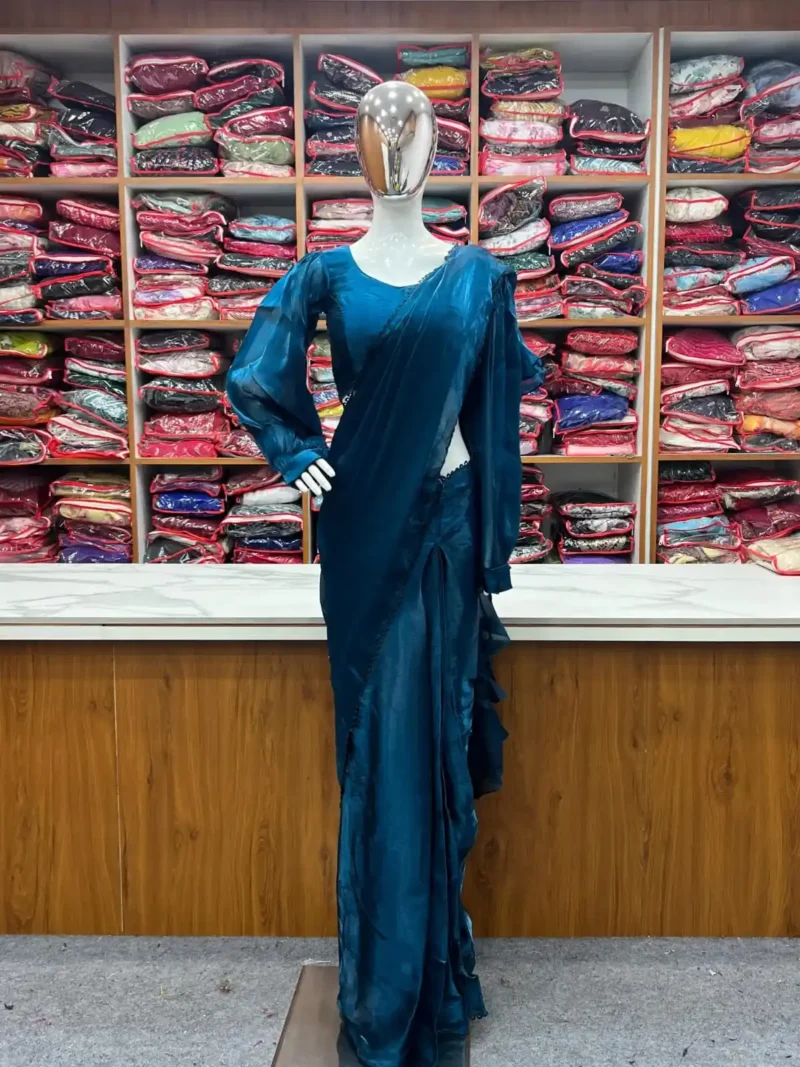 Jimmy Choo Organza Ready to Wear Designer Ruffle Saree