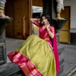 Kanchipuram Zari Weaving Work South Indian Half Saree Lehenga