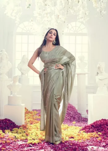 Malaika Arora Inspired Jimmy Choo Diamond & Hand Mirror Work Saree