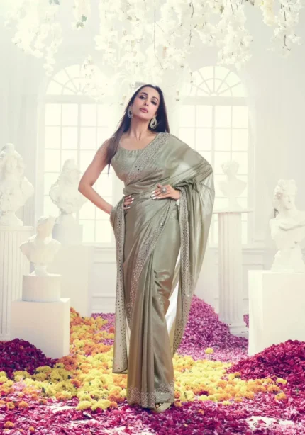 Malaika Arora Inspired Jimmy Choo Diamond & Hand Mirror Work Saree