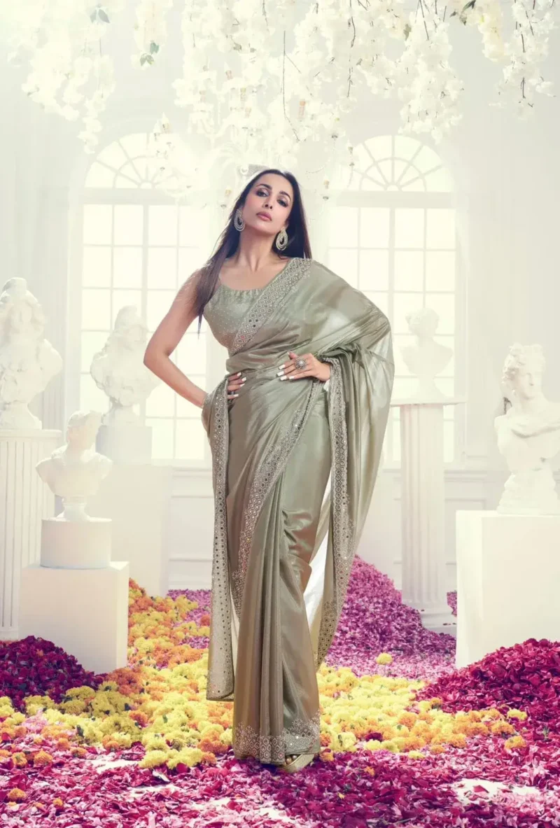 Malaika Arora Inspired Jimmy Choo Diamond & Hand Mirror Work Saree