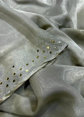 Malaika Arora Inspired Jimmy Choo Diamond & Hand Mirror Work Saree