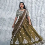 Mehendi Green Color Chinon Embroidery Thread Work Lehenga Choli