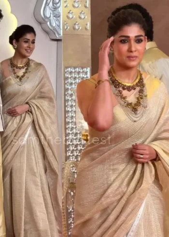 Nayanthara Inspired Rich Pallu Jacquard Work Tissue Silk Saree