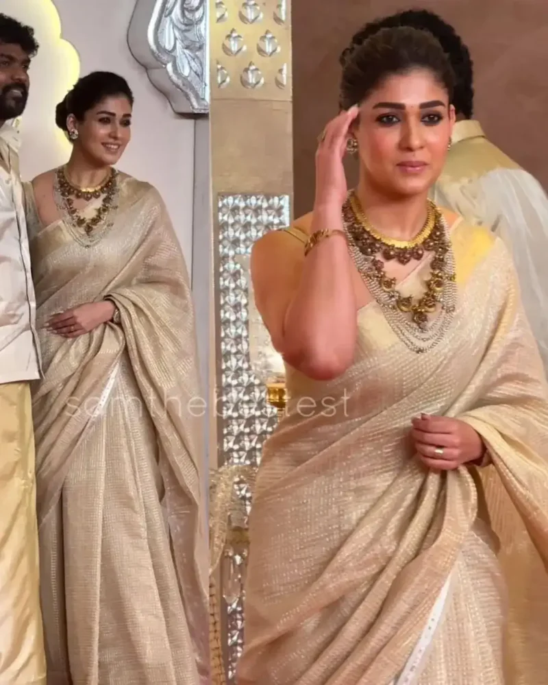 Nayanthara Inspired Rich Pallu Jacquard Work Tissue Silk Saree
