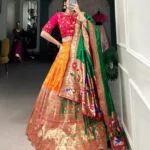 Orange Colour Maharashtrian Style Jacquard Paithani Lehenga Choli