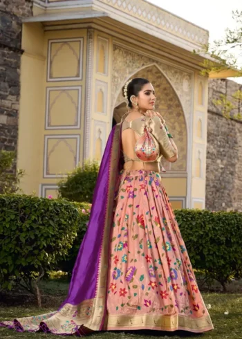 Paithani Weaving Zari Work Maharashtrian Bridal Lehenga Choli