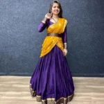 Navy Blue Pure Chinon With Jacquard Rajputana Rajwadi Lehenga