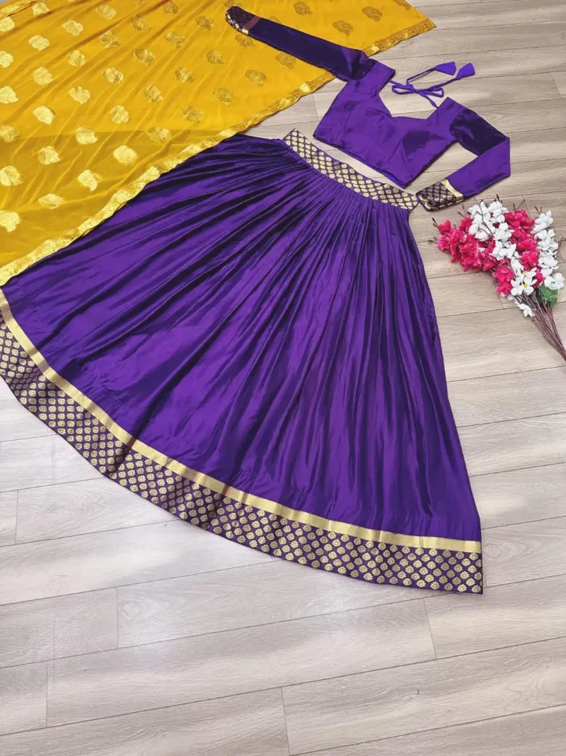Navy Blue Pure Chinon With Jacquard Rajputana Rajwadi Lehenga