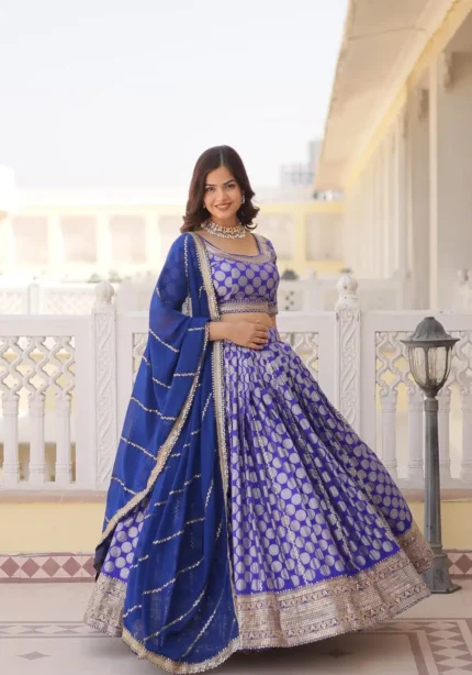 Pure Dyeable Jacquard Designer Lehenga choli for Wedding