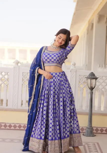 Pure Dyeable Jacquard Designer Lehenga choli for Wedding