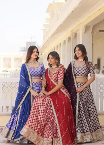 Pure Dyeable Jacquard Designer Lehenga choli for Wedding