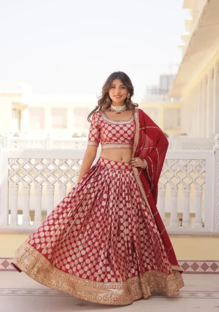 Pure Dyeable Jacquard Designer Lehenga choli for Wedding