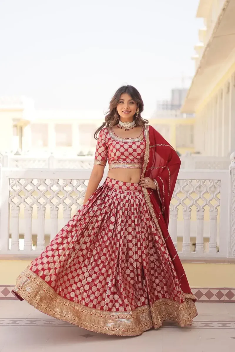 Pure Dyeable Jacquard Designer Lehenga choli for Wedding