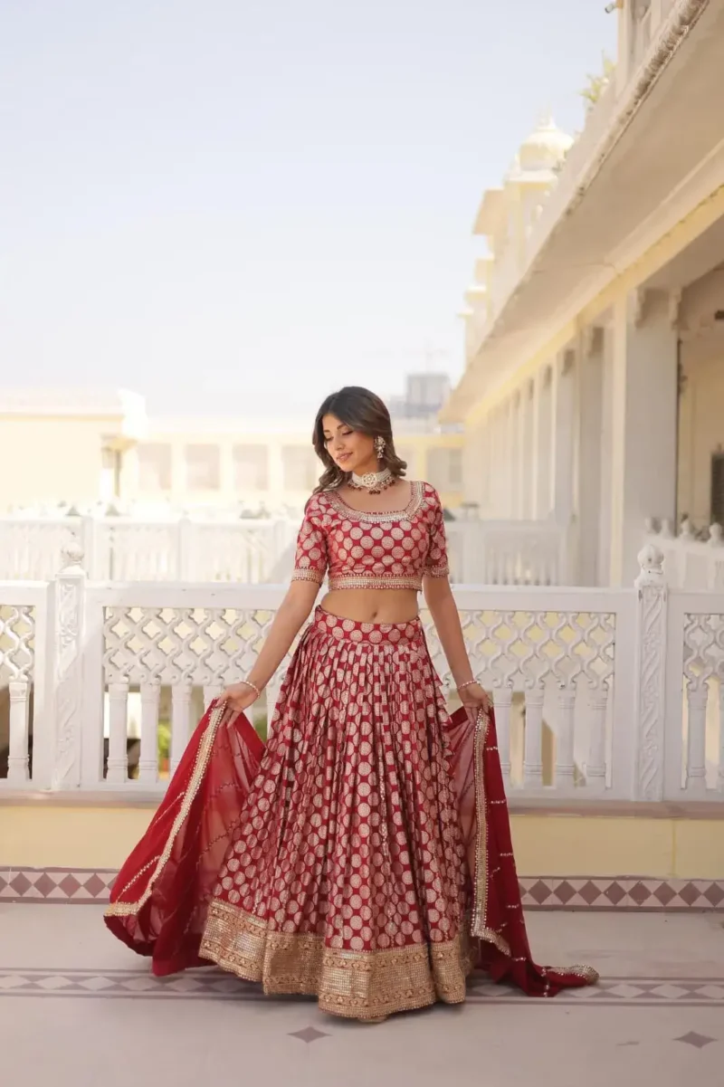 Pure Dyeable Jacquard Designer Lehenga choli for Wedding