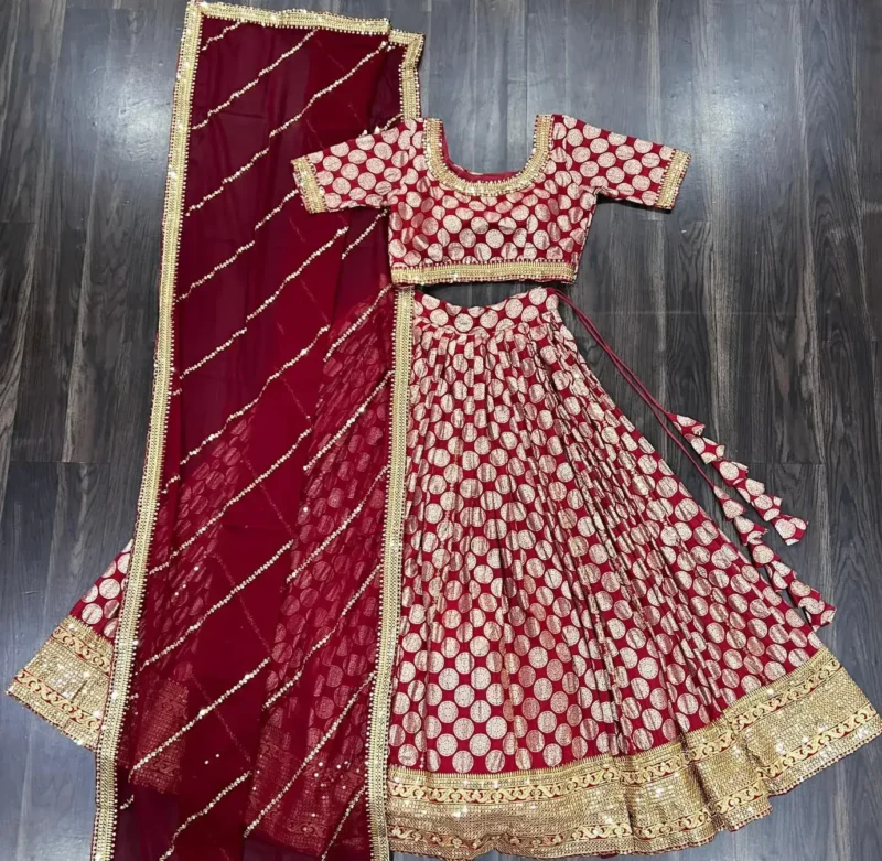 Pure Dyeable Jacquard Designer Lehenga choli for Wedding