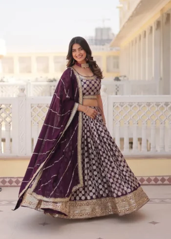 Pure Dyeable Jacquard Designer Lehenga choli for Wedding