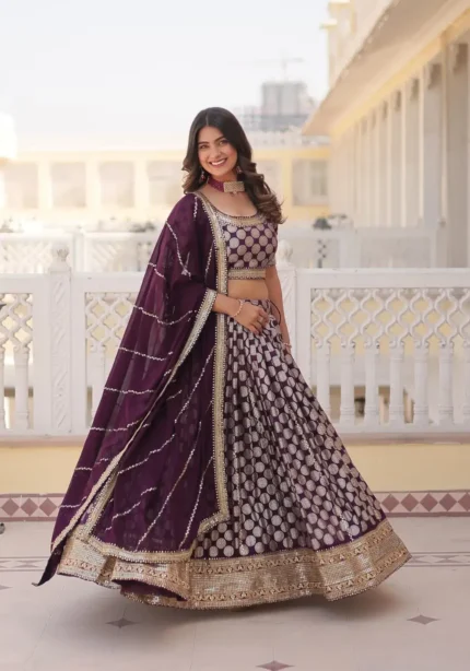 Pure Dyeable Jacquard Designer Lehenga choli for Wedding