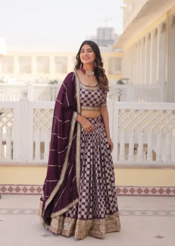 Pure Dyeable Jacquard Designer Lehenga choli for Wedding