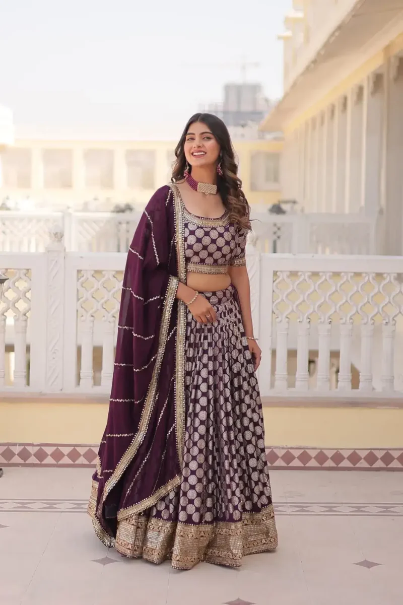 Pure Dyeable Jacquard Designer Lehenga choli for Wedding