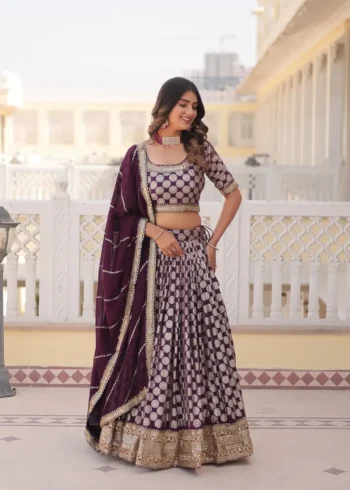 Pure Dyeable Jacquard Designer Lehenga choli for Wedding