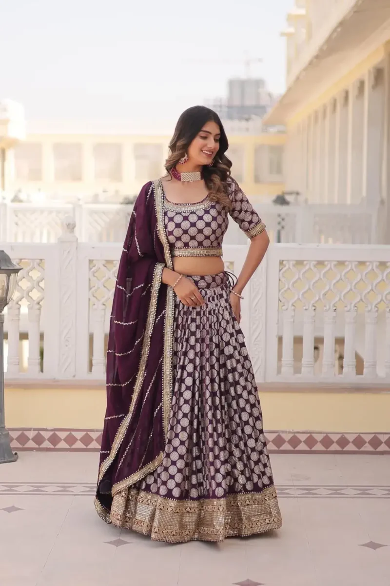 Pure Dyeable Jacquard Designer Lehenga choli for Wedding