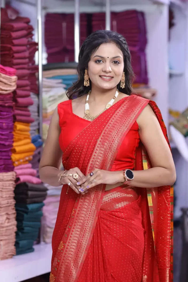 Pure Khadi Georgette Silk Saree for Wedding