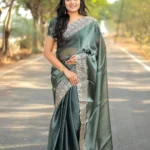 Pure Soft Burberry Silk Saree with Designer Embroidered Border