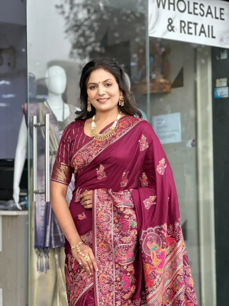 Pure Soft Pashmina Silk Designer Wedding Silk Saree