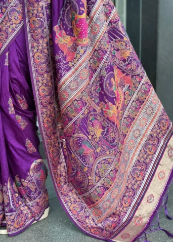 Buy Purple Colour Saree 10 Pure Soft Pashmina Silk Designer Wedding Silk Saree
