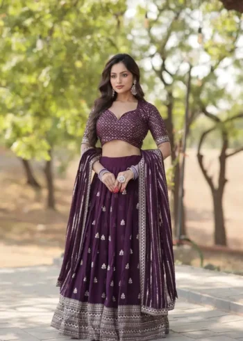Purple Designer Party Wear Embroidered Lehenga Choli