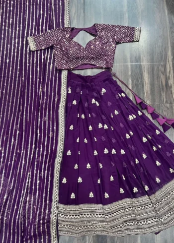 Purple Designer Party Wear Embroidered Lehenga Choli