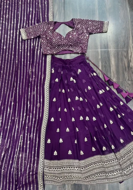 Purple Designer Party Wear Embroidered Lehenga Choli