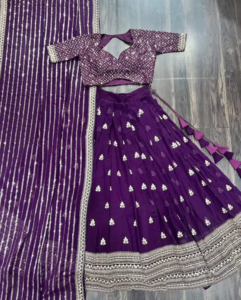 Purple Designer Party Wear Embroidered Lehenga Choli