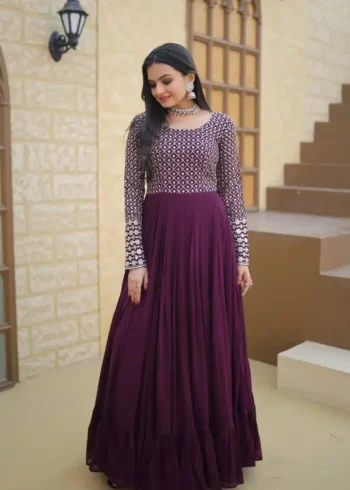 Readymade Designer Gown with Sequins & Zari Embroidered Work