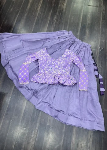 Shimmer Vichitra Plain Designer Lehenga with Embroidered Blouse
