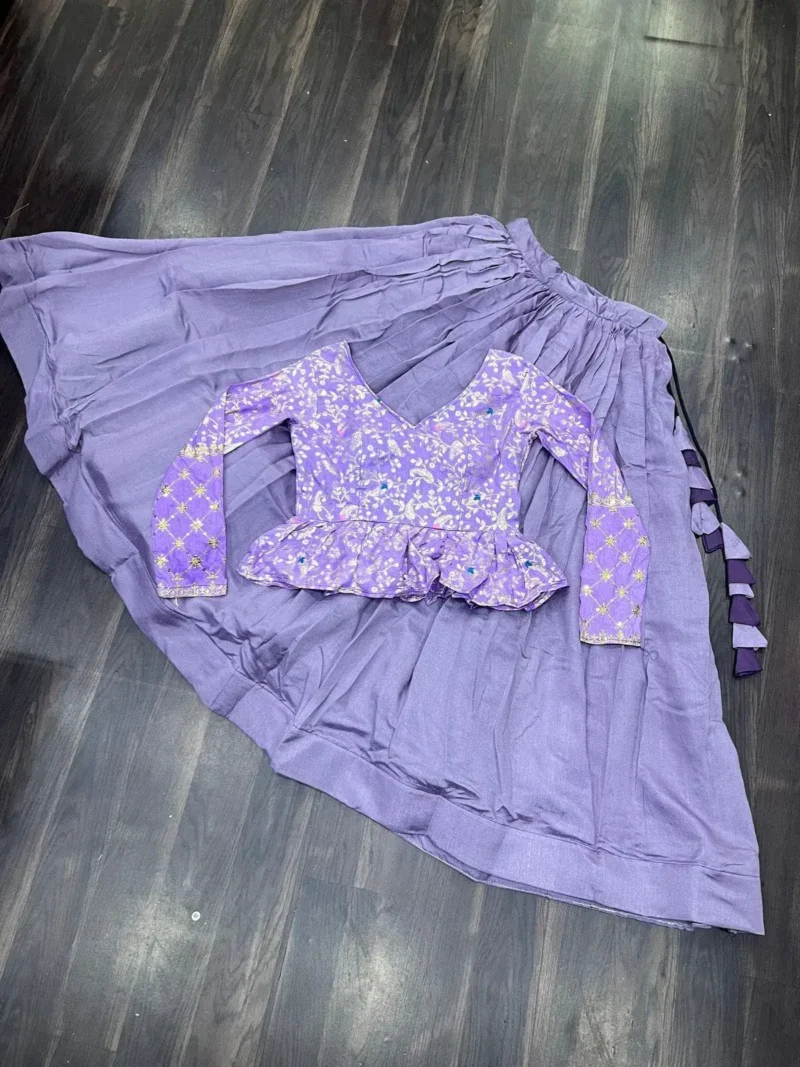 Shimmer Vichitra Plain Designer Lehenga with Embroidered Blouse