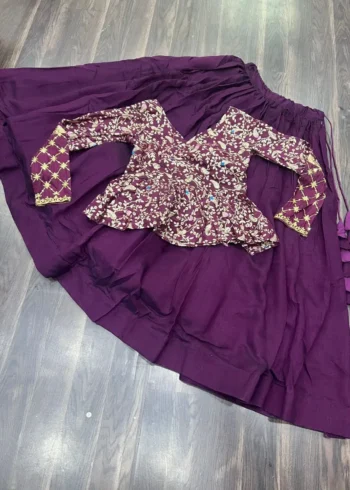 Shimmer Vichitra Plain Designer Lehenga with Embroidered Blouse