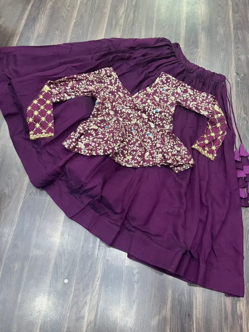 Shimmer Vichitra Plain Designer Lehenga with Embroidered Blouse