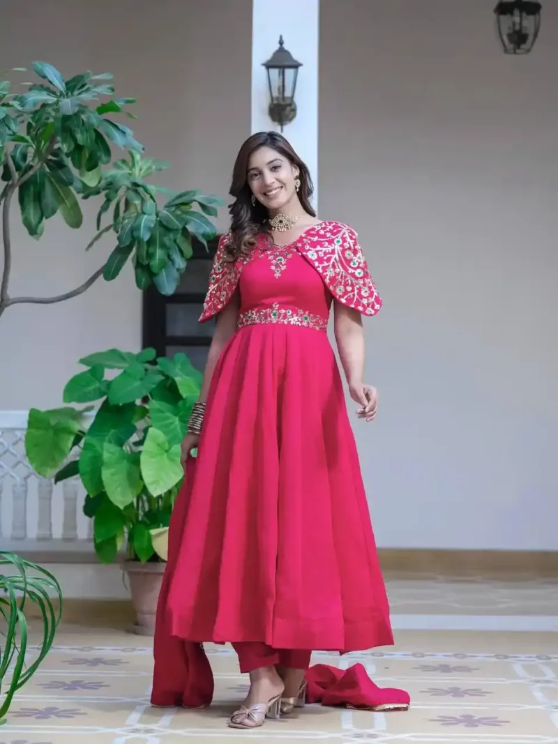 Simmar Vichitra Silk Sequence Embroidered Designer Anarakli Gown