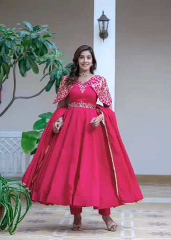 Simmar Vichitra Silk Sequence Embroidered Designer Anarakli Gown