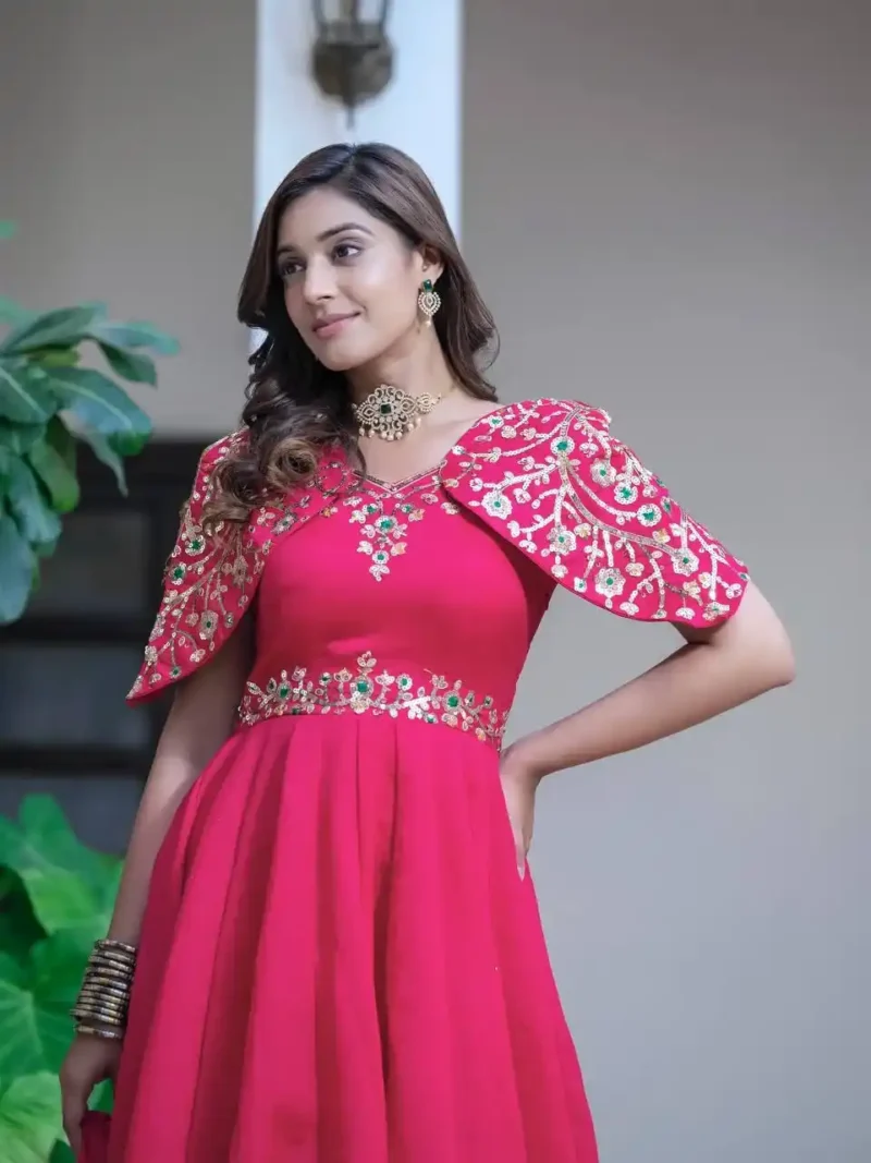 Simmar Vichitra Silk Sequence Embroidered Designer Anarakli Gown