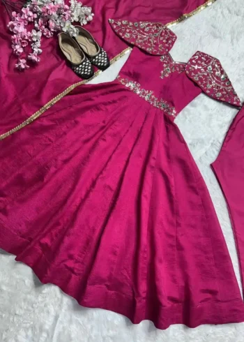 Simmar Vichitra Silk Sequence Embroidered Designer Anarakli Gown