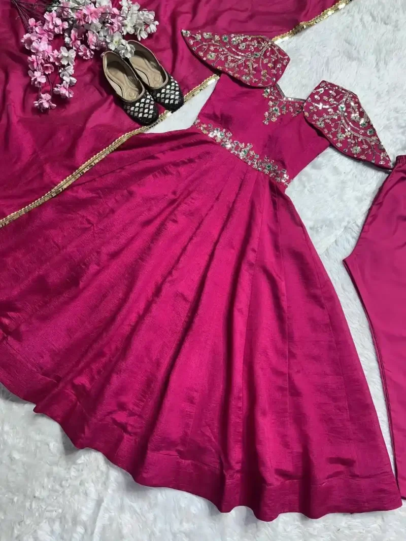 Simmar Vichitra Silk Sequence Embroidered Designer Anarakli Gown
