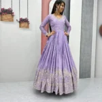 Stunning Lavender Color Sequence Embroidered Party Wear Gown